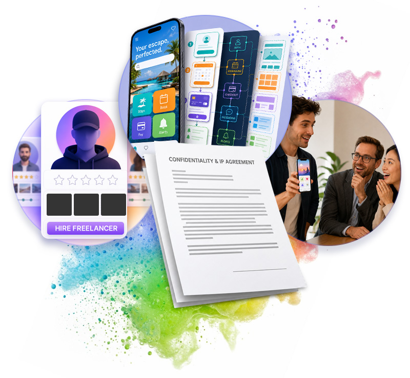 The 3 real risk scenarios for app idea theft - unvetted freelancers, oversharing technical details, and advisors or investors without agreements
